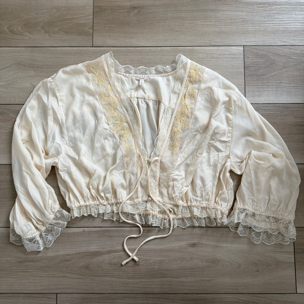 Anthropologie LyreBird NWOT Lace Trim Crop Top